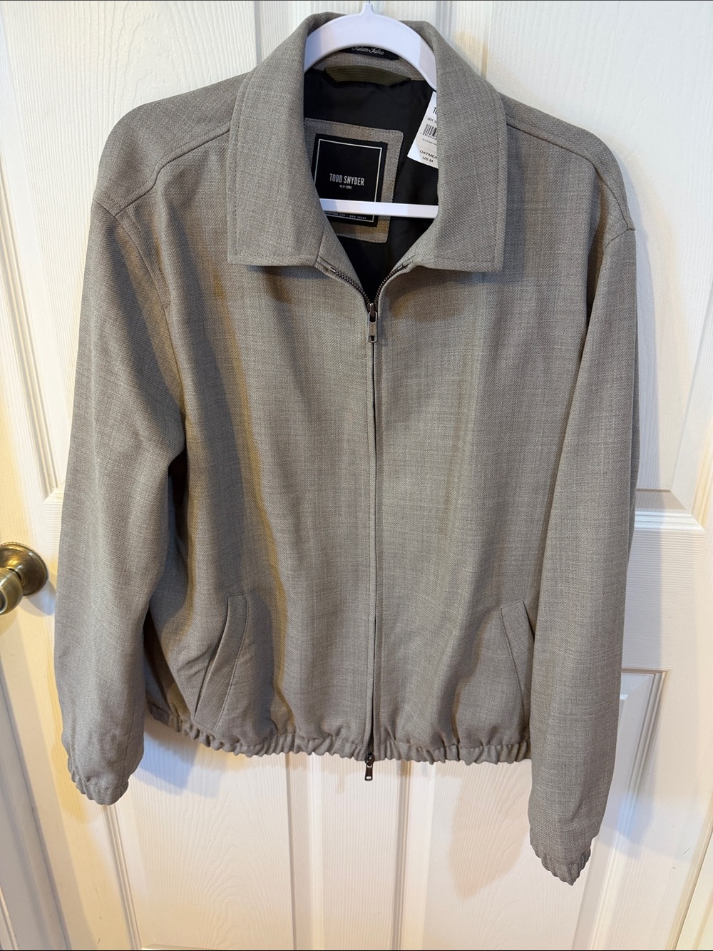 Todd Snyder Oatmeal Wool Crepe Bomber.  Sz M.  NWT